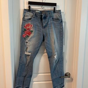 Size 12 Distressed Jeans with Flowers